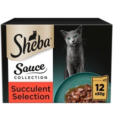 96 x 85g Sheba Sauce Collection Adult Cat Food Pouches Mixed Selection in Gravy 5.94 per kilo