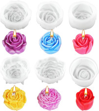 6PCS Silicone Candle Molds Set - Rose  Flower Design  Perfect for Soy Wax DIY