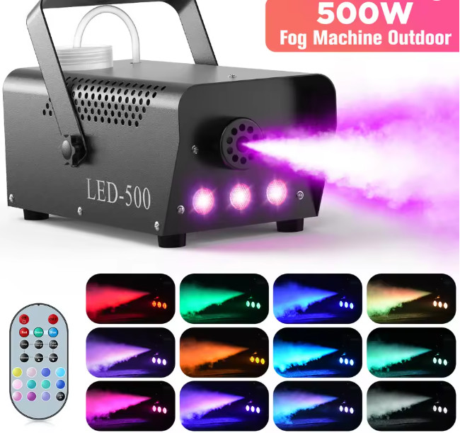 Machine à fumée 500W illuminée pour ambiance de fête d'Halloween et soirées d'anniversaire