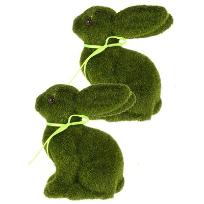4 PCS Beflockte Hasenstatue Hasenornamente Hase-Wohndekoration Tischdekoration