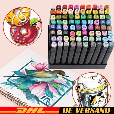 Textmarker Dual Tip Permanent Sketch Marker 80 Farben für Künstler NEU