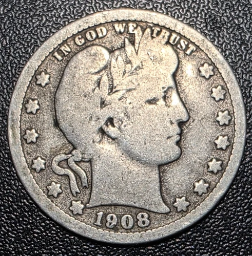 1908 D Barber Silver Quarter DR-A