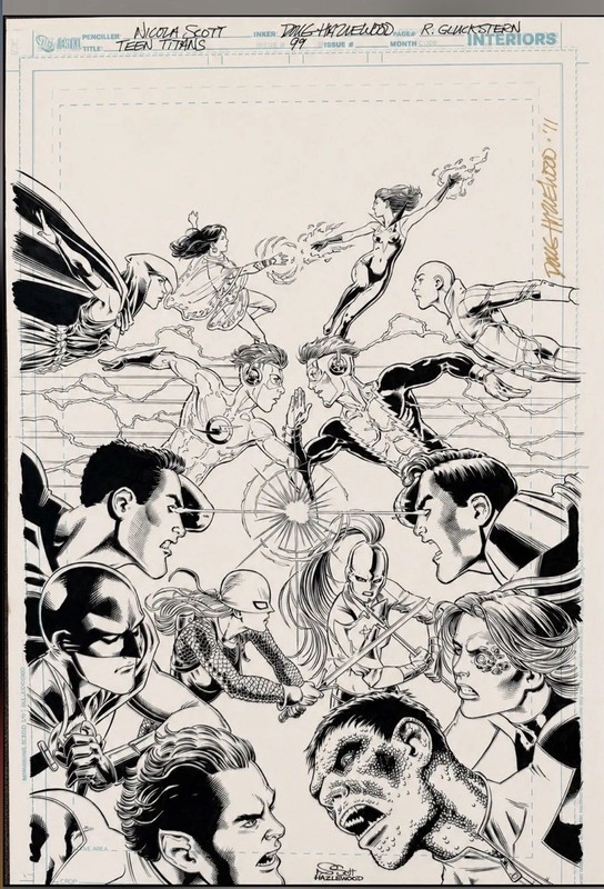 Original art Teen Titans #99 Cover Art Nicola Scott -Signed Doug Hazlewood Raven