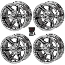 LSI Yukon 12" Golf Cart Wheels/Rims Mirror E-Z-GO & Club Car