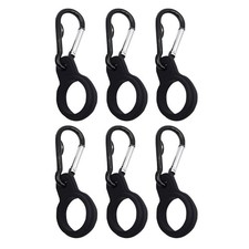 6Pcs Reusable Silicone Hanging Buckle Water Bottle Carrier Clip Black