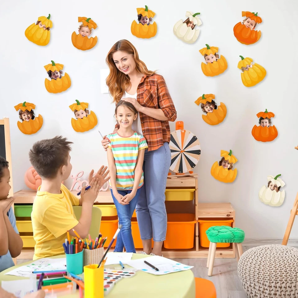 50Pcs Fall Pumpkin Paper Cutouts, Thanksgiving Bulletin Board Decorations Autumn - Image 4 of 4