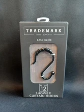 Brand New / Trademark Home Supply Co Set of 12 Shower Hooks / Easy Glide