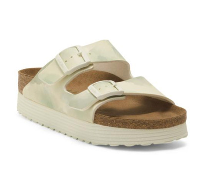 Birkenstock Arizona Platform Sandals Desert Dust Gray Beige Womens Slides New