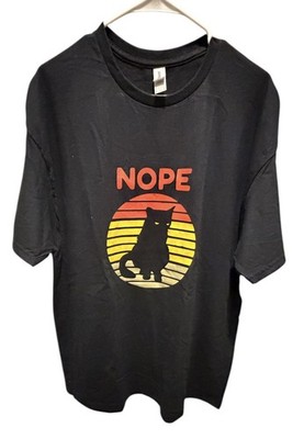 Nope Black Cat Men s Black T Shirt Size XL Made By Gildan