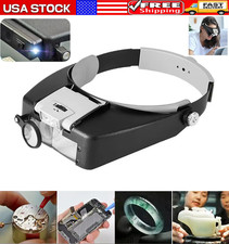 Jewelers Head Headband Magnifier LED Illuminated Visor Magnifying Glasses Loupe