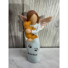 Angel Holding Dog Figurine Forever Loved Pet Memorial Resin Statue 6 Inch