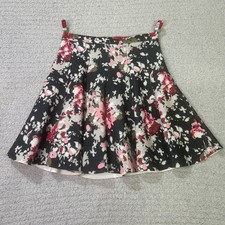 Abercrombie  Fitch Skirt Vintage Skater XS Black Floral Y2K Coquette Pleated
