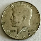 1968 D 40% Silver Kennedy Half Dollar Coin (50c)/Circulated/Denver/US Mint/JFK2