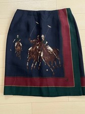 Ralph Lauren 80S Equestrian Competition Print Wrap Skirt
