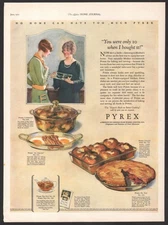 1925 Pyrex ad Casserole, Au Gratin, Utility Dish, Pie Pan
