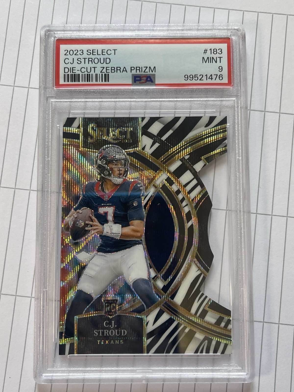 2023 Panini Select Die Cut Zebra Prizm CJ Stroud RC SSP Rookie #41-PSA 9!