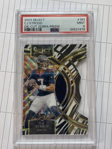 2023 Panini Select Die Cut Zebra Prizm CJ Stroud RC SSP Rookie #41-PSA 9!