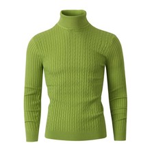 Men's Solid Color Turtleneck Sweater Casual Pullover Base Knitted Sweater
