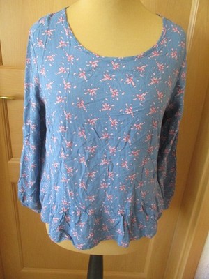 Blusenshirt Langarm Blumen runder Ausschnitt Gr.40 / Up2Fashion