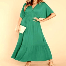 Hunter Green Women’s Short Sleeve MIDI Dress Size Medium