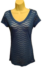 NWT Jenni by Jennifer Moore Women's Blue Geometric Short Sleeve Top Sz: S