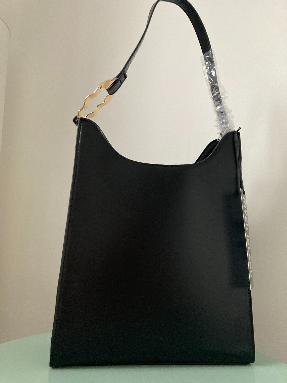 River Island Shoulder Bag HANDBAG Black PU Leather NEW eBay