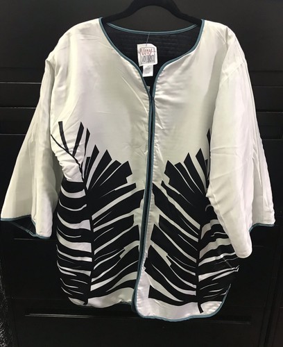NWT Micheal Vollbrach Women Reversible Black White Kimono Coat Jacket XL