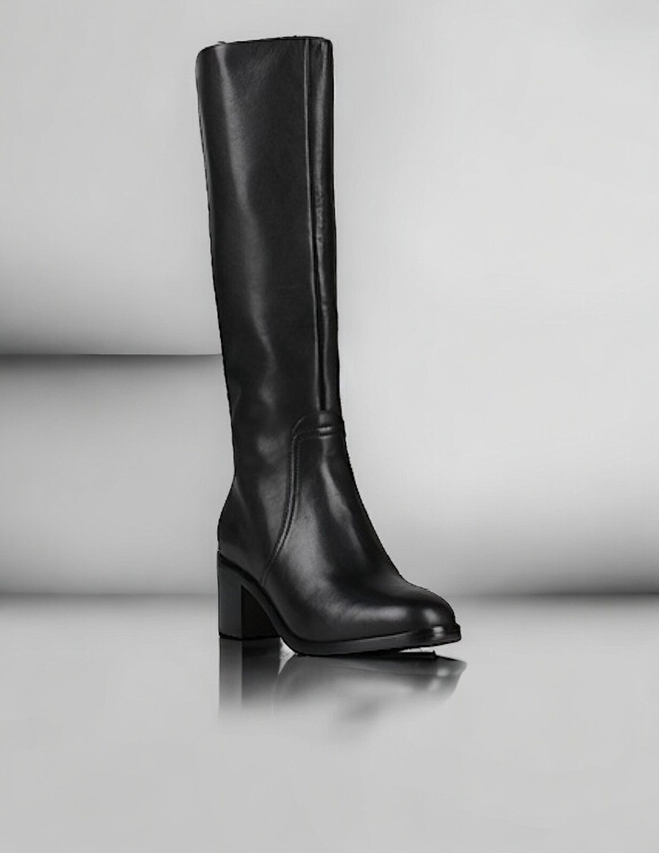 Rag Bone Black Leather Knee High Heeled Boots Size (40)