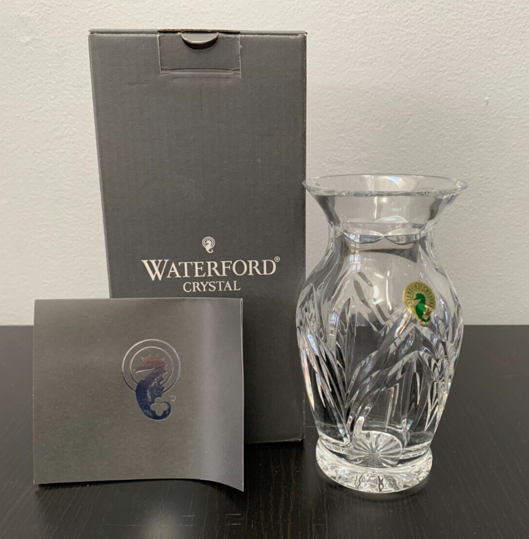 Pair 6" Waterford Crystal Emmett Pineapple Hospitality Vases w/ Box for