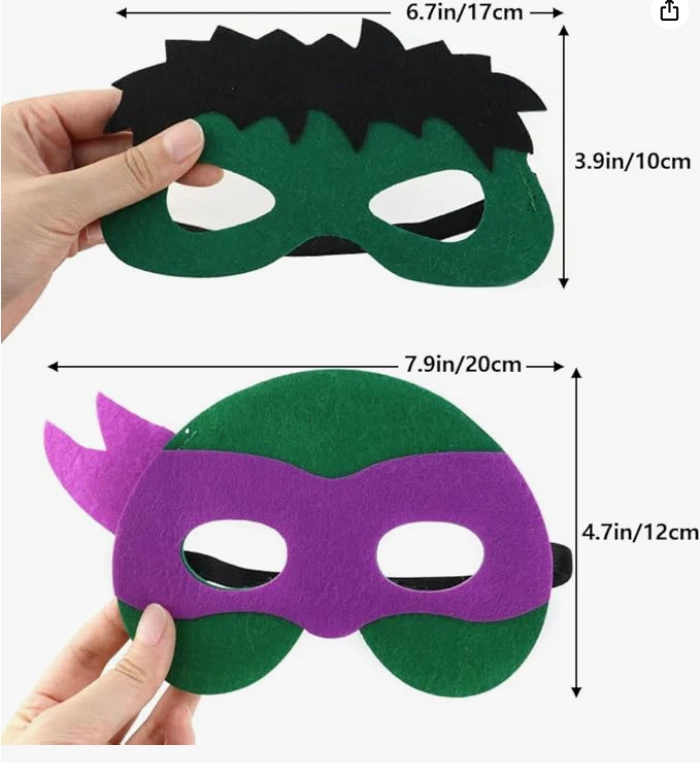 AEVBSOY 5 Pcs Turtles Masks Party Favors Felt and Elastic Superhero Masks 5 Pack - Image 3 of 4
