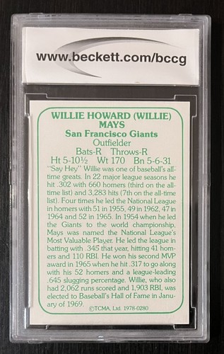 Willie Mays 1978 TCMA de los años 60 #280 calificado Beckett BCCG ¡COMO NUEVO 10! - Imagen 2 de 2