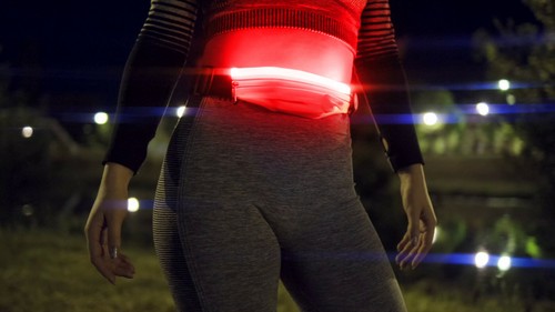 Red LED Running Belt Waist Bag Light Up Waterproof USB Rechargeable Night Safety - Picture 8 of 11
