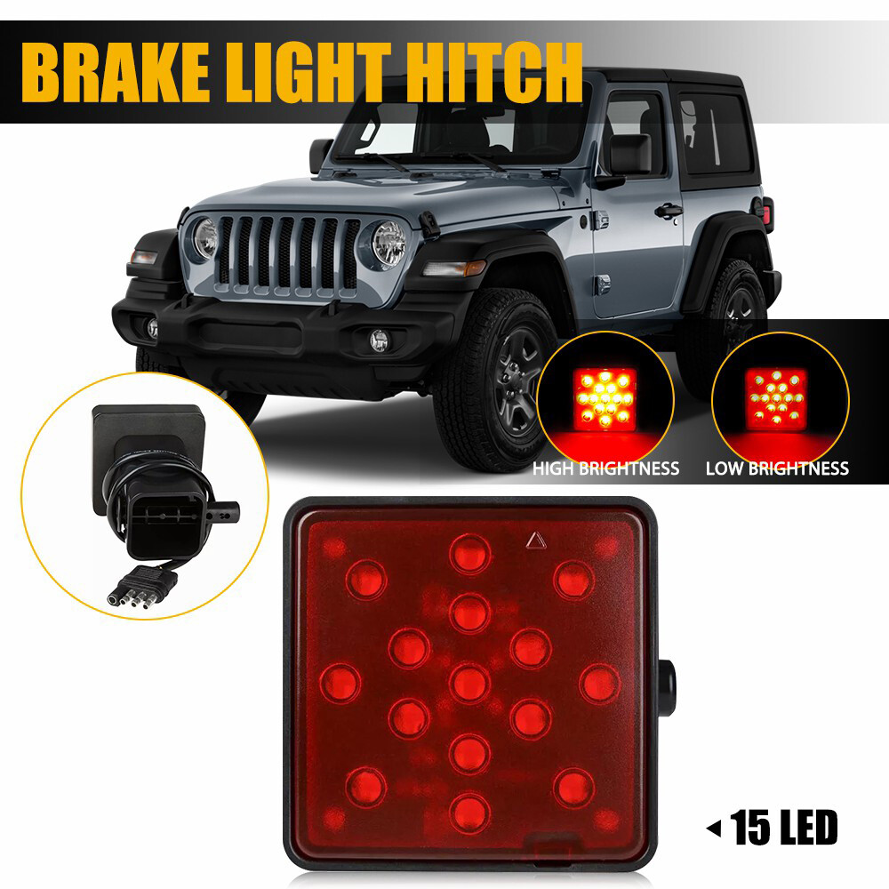 2set 15-LED Tail Brake Light DRL Hitch Trailer Cover Red Lens for Towing Truck