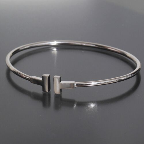 TIFFANY & Co. T-wire Bangle Small 15cm K18WG 5.3g Newly Polished AU750 5685A - Picture 1 of 4