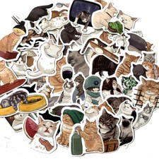 50Pcs Cute Cartoon Cat Pet Stickers Funny Meme Cat Vinyl Waterproof Decals Pack