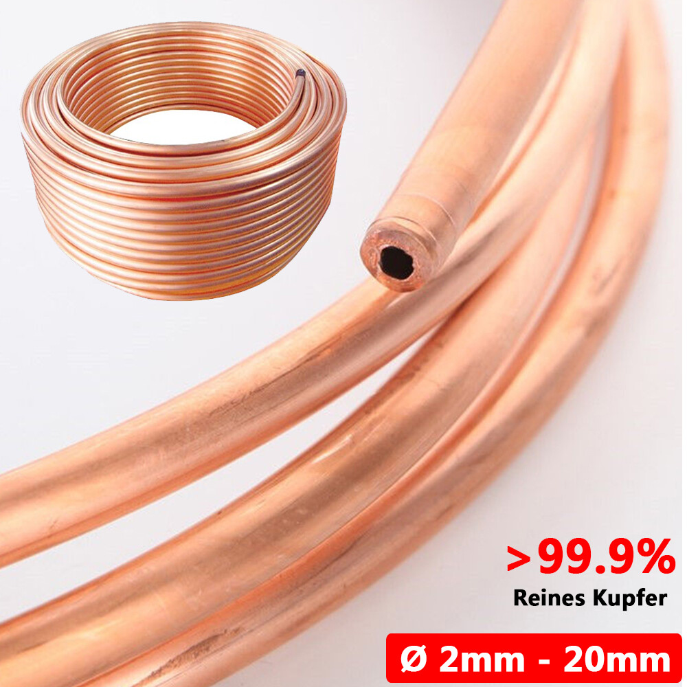 Weiches Kupferrohr Kupferrohr 3 Mm (0,12 Zoll) Außendurchmesser X 2 Mm (0,08 Zoll) Innendurchmesser X 2 M Für Generatoren, Stromschienen, Kabel, Schaltanlagen