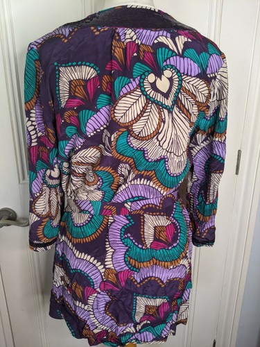 Windsmoor tunic top beach cover up Size 10 100% silk purple floral print sequins - Picture 5 of 8