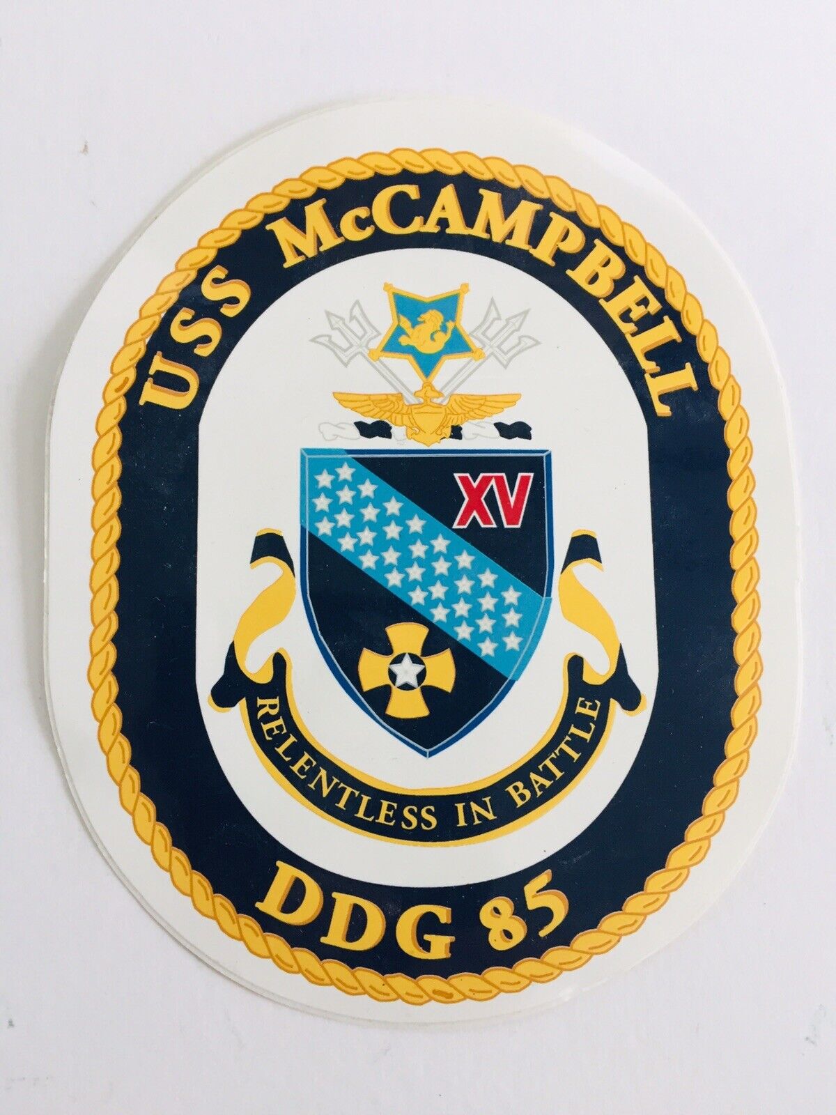 USS McCampbell DDG-85 US Navy Ships Crest Coat Of Arms Sticker 3.5” X 4.5”