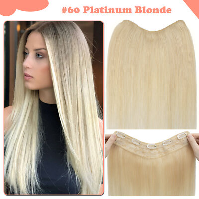 V-Shape Real Remy Human Hair Extensions One Piece Clip In 3/4Full Head Highlight