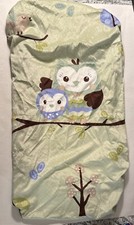 SUMMER Infant Plush Chamois Minky Velour Changing Table Covers Green Owls EUC