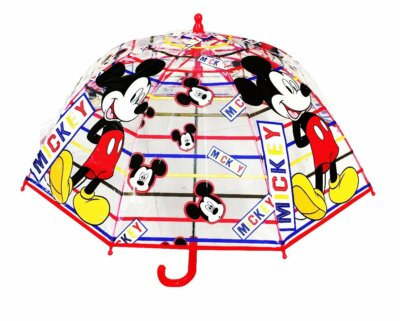 Mickey Mouse Streifen Disney Regenschirm PVC Transparent Kind Klassisch