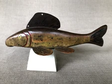 Vintage Fish, Spearing, Decoy, Mike Mouch, Michigan, brown Sucker, 2011.