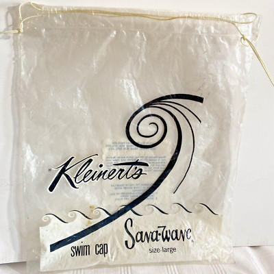 Vtg Kleinert s Sava-Wave Plastic Bag Swim Cap Size Large String Closure USA