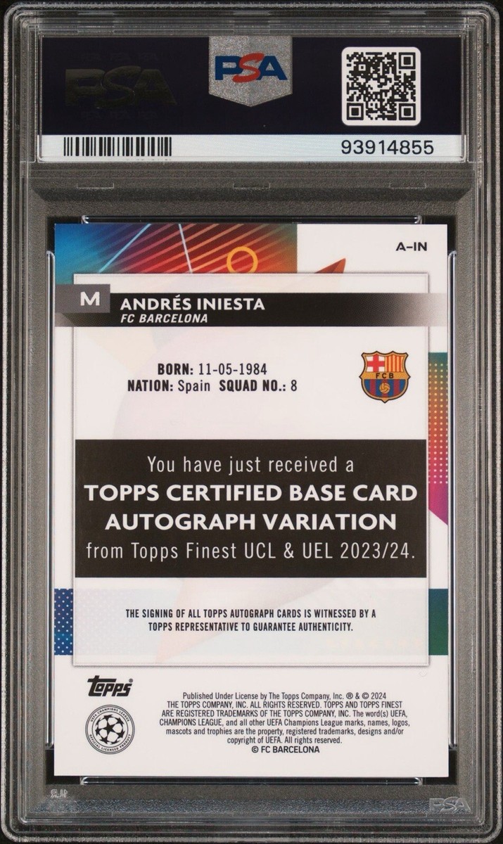 2023-24 Topps Finest UEFA CC - Auto Gold Refractor Andres Iniesta