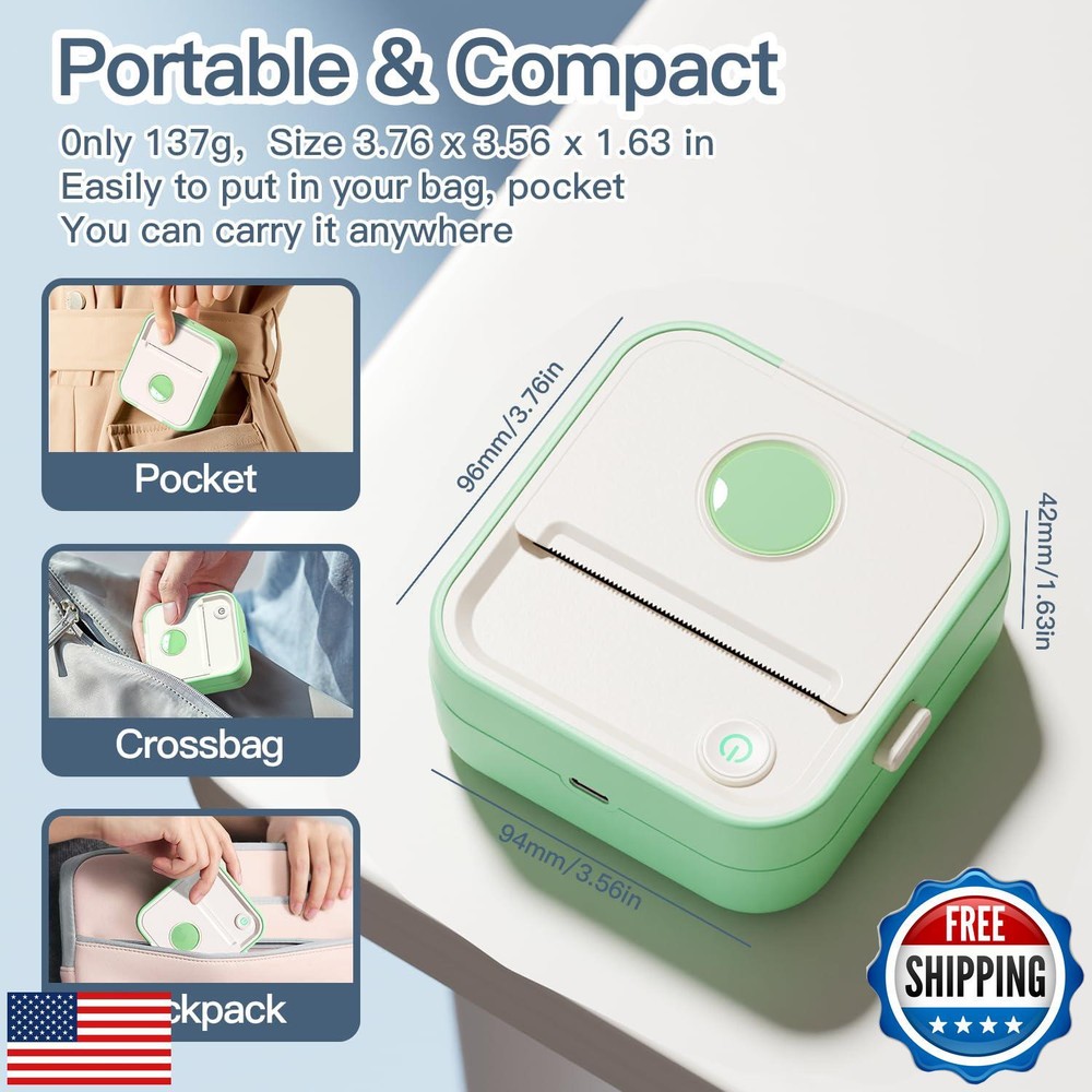 Label Maker Machine, HD Mini Sticker Printer with 7 Rolls Paper, Portable The Label Maker Machine, HD Mini Sticker Printer with 7 Rolls Paper, Portable The