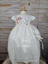 Free Shipping  Baptism Dress, Christening Gown, Girl Ivory Dress, Vestido Ivory