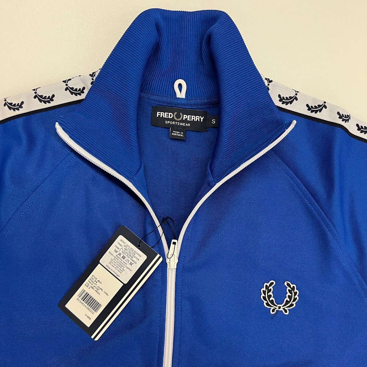 FRED PERRY Track Jacket ネイビー Taped Track Jacket - Ash Blue | Men's Track Jackets | Track