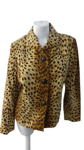 Jones New York Sport Animal Print Stretch Zip-up Jacket Size