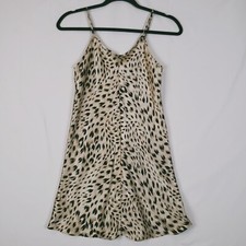 Cinema Etoile Vintage Liquid Satin Nightgown Slip Dress Small Animal Print