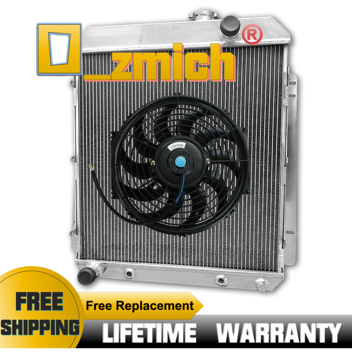 FILA Radiatore alluminio 3 file + ventola 16" per Buick Special Roadmaster Century V8 1954 1956